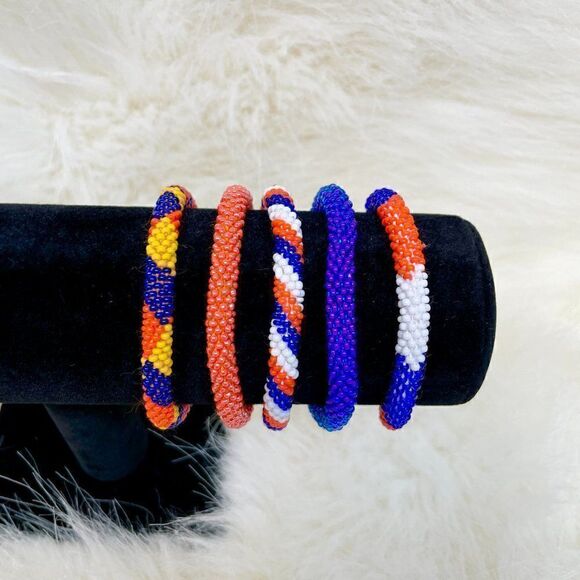 HAND CRAFTED in Nepal Beaded Bracelets (set of 5) PURPOR1 - Picture 4 of 5